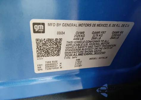 2024 GMC Terrain Fwd Sle z USA, uszkodzony, nr VIN 3GKALMEG6RL302230
